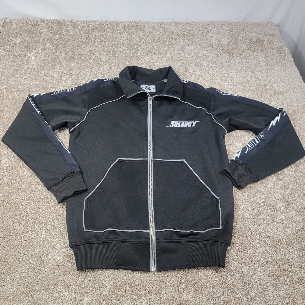 Soleboy Track Jacket Full Zip Athletic Black White Trim Mens Size Small